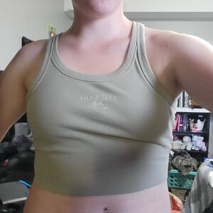 Ardene Olive Ribbed Tank Top Crop Top